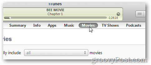 faceți clic pe butonul filme din iTunes