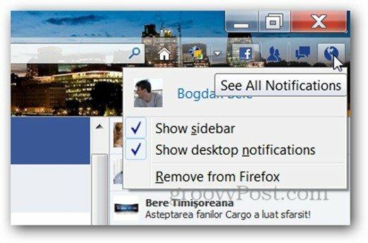 facebook messenger pentru bara de notificări pentru Firefox