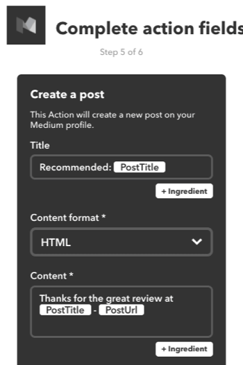 De asemenea, puteți crea un applet IFTTT pentru a recomanda o postare de pe Medium pe propriul cont Medium.