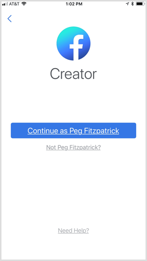 Conectați-vă la aplicația Facebook Creator