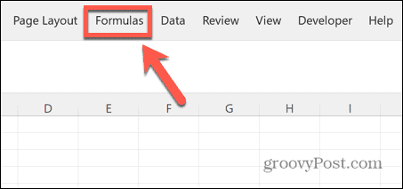 meniul de formule excel