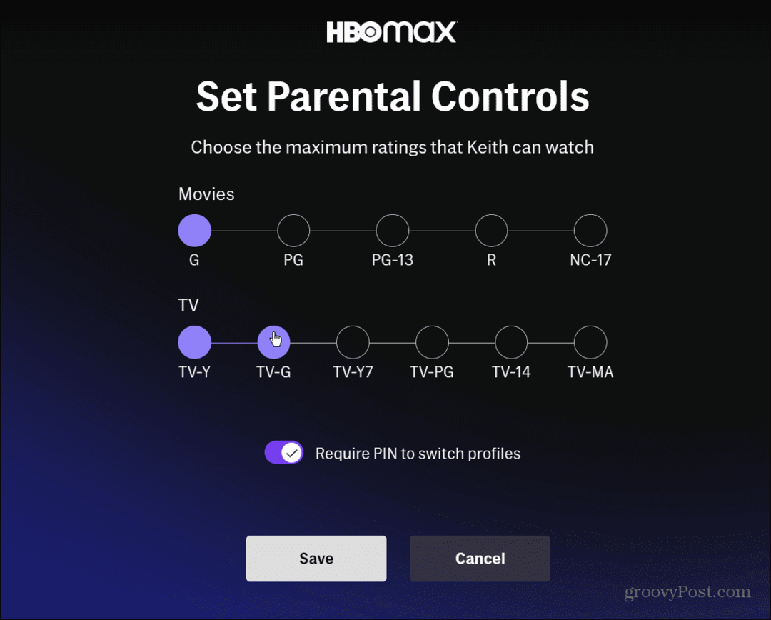 Control parental pe HBO Max