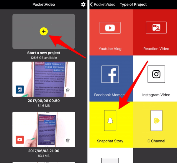 Atingeți Snapchat Story pentru a crea conținut pentru povestea dvs. Instagram.