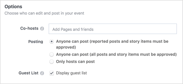 Introduceți numele paginilor de afaceri sau ale prietenilor cu care veți partaja evenimentul dvs. Facebook.