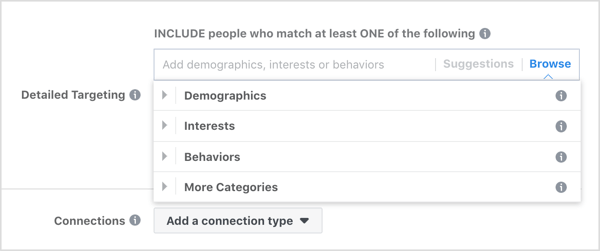 Răsfoiți opțiunile de direcționare detaliate pentru anunțurile Facebook.