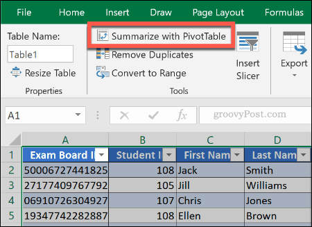 Crearea unei tabele pivot dintr-un tabel existent în Excel