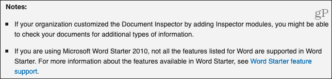 Note pentru inspectorul de documente de la Microsoft Support