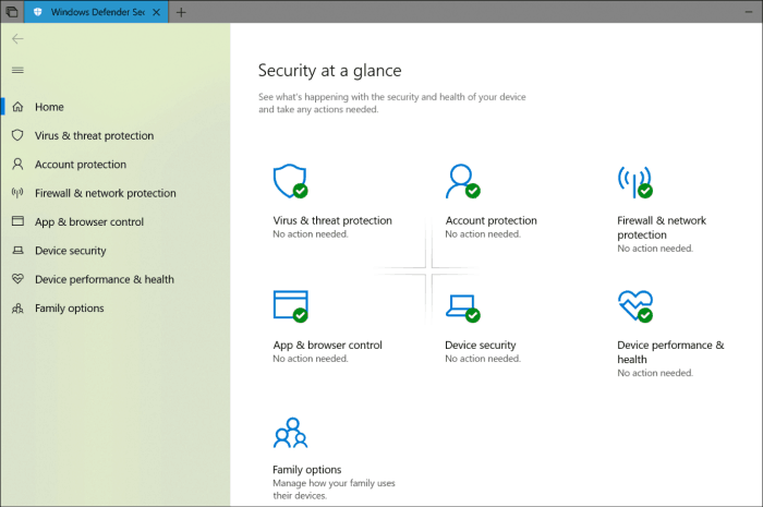 Windows Defender Security Center actualizează fluent Design