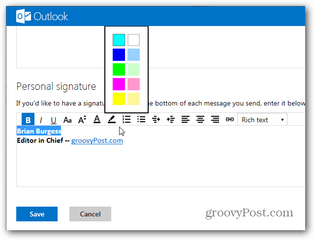 Cum să creezi o semnătură Outlook.com