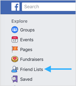 Accesați pagina fluxului de știri și faceți clic pe Liste de prieteni sub Explorare.