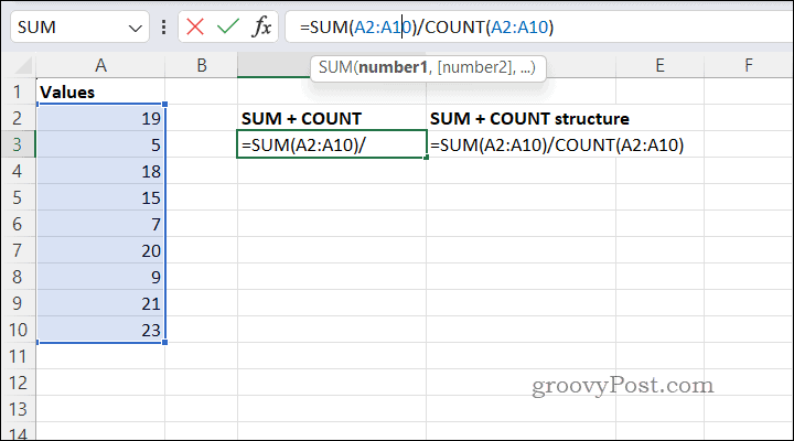 Calcularea mediilor folosind SUMCOUNT în Excel