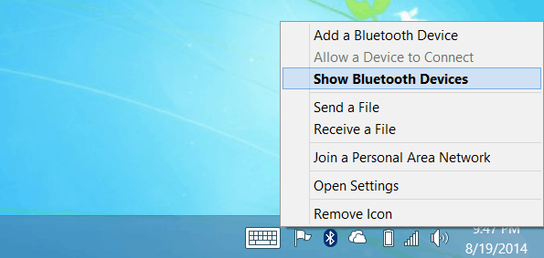 Afișați dispozitive Bluetooth