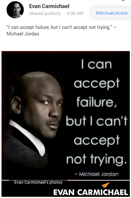 imaginea de marcă a unui citat al lui Michael Jordan pe google +