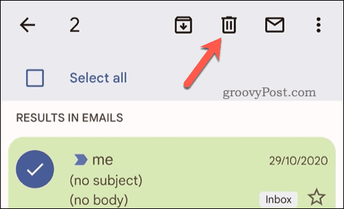 Ștergerea e-mailurilor selectate din Gmail pe mobil
