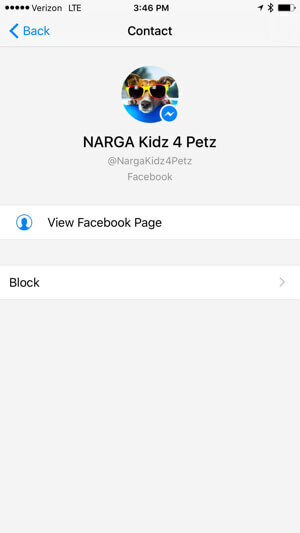 vizualizați profilul paginii Facebook în aplicația Messenger