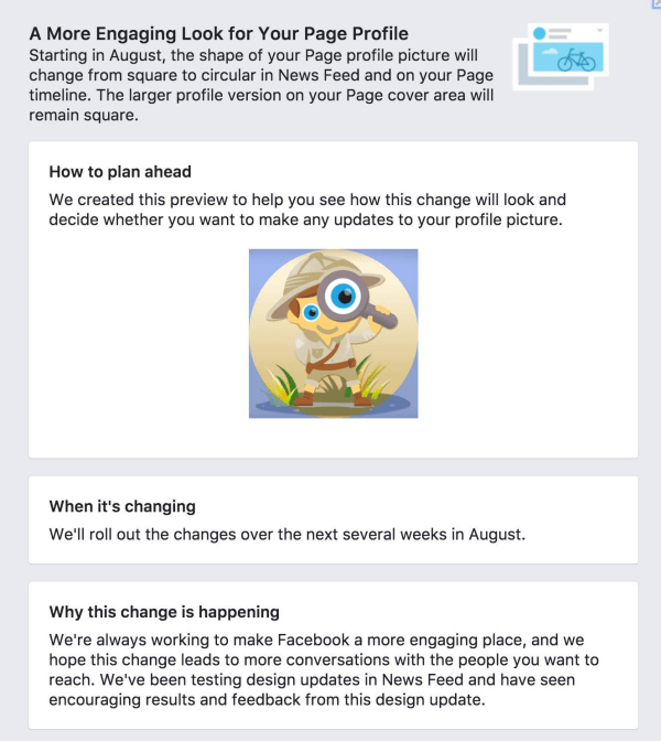 Facebook schimbă fotografiile din profilul paginii din pătrat în circular.