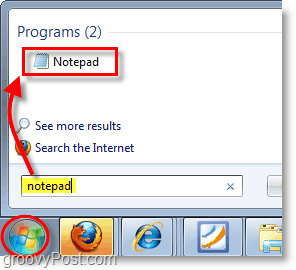 Captura de ecran Windows 7 - bloc de notă deschis