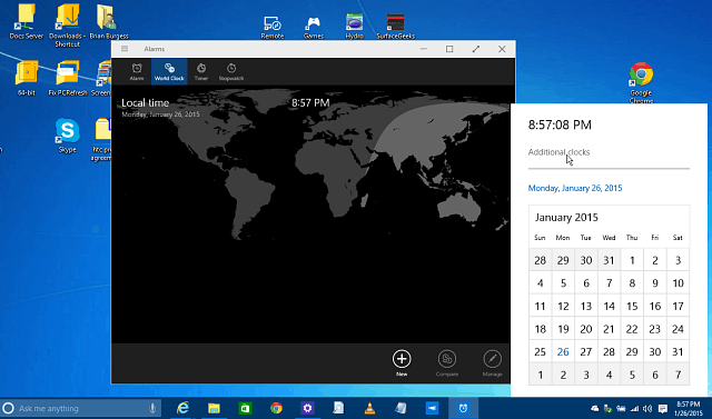 Activați Calendarul ascuns, ceasul și Spartanul în Windows 10