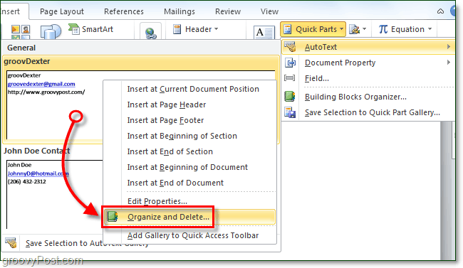 cum să ștergeți intrările de text automat în Office 2010