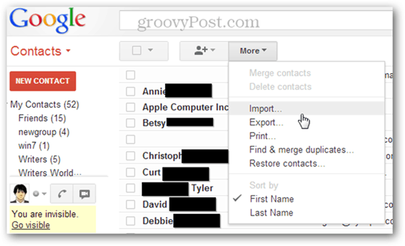 cum să importați mai multe fișiere vcf în gmail