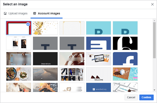 Selectați cadrul pe care l-ați creat pentru campania dvs. de anunțuri dinamice Facebook.