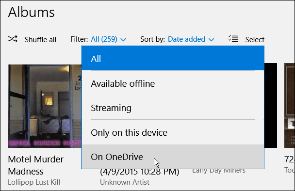 filtrează OneDrive