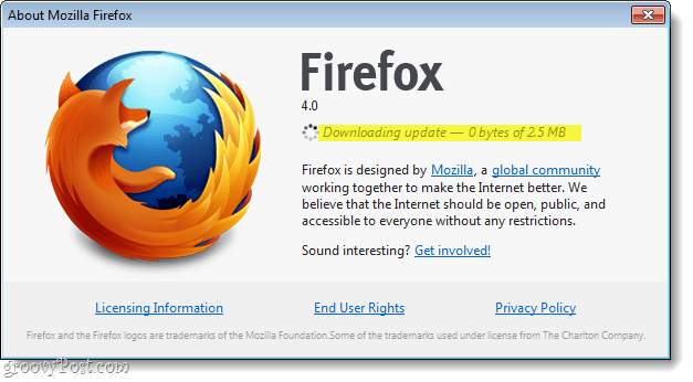 Actualizare pentru descărcare Firefox 4