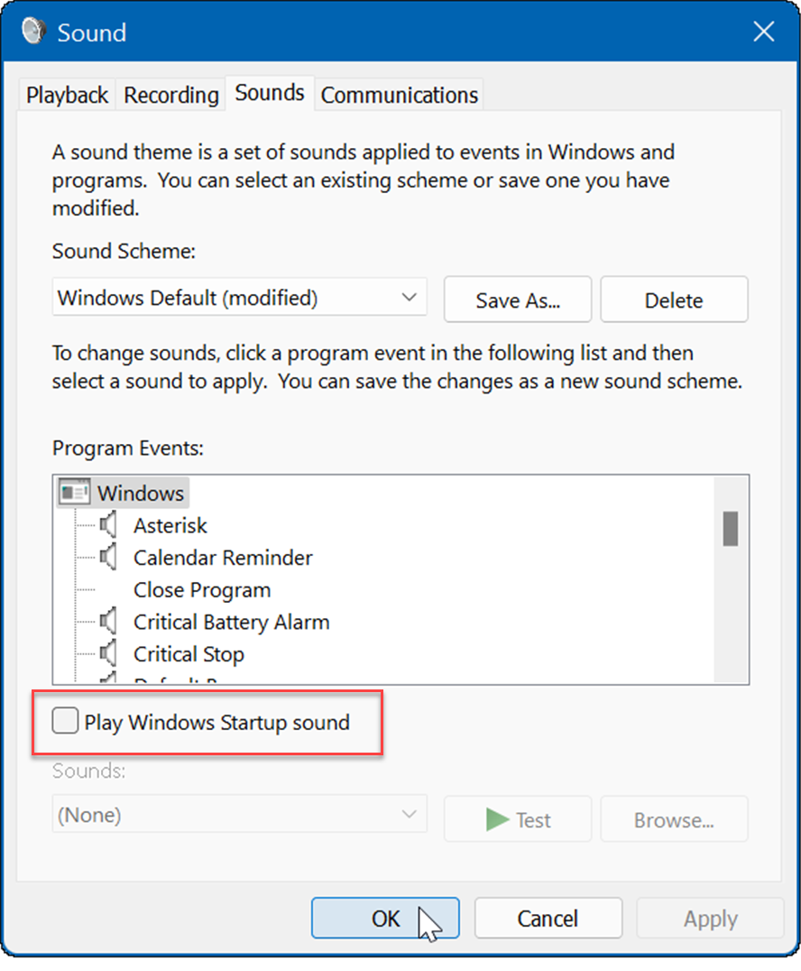gestionați sunetele sistemului pe Windows 11