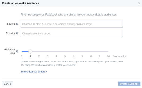 Creați un public asemănător Facebook pe baza unui public existent.