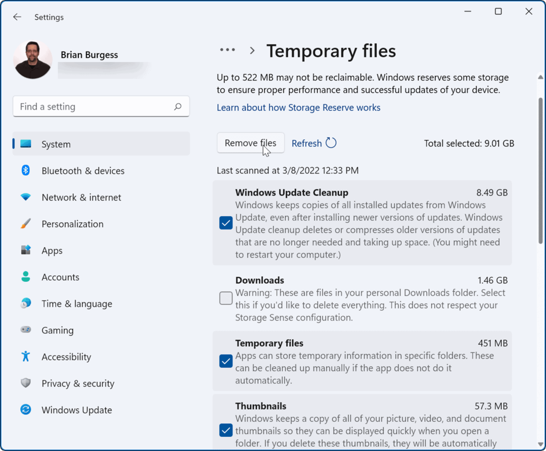 eliminați fișierele temporare Windows Update Cleanup