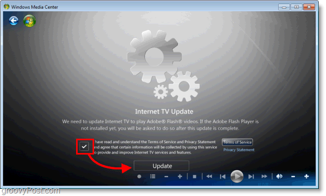 Windows 7 Media Center - instalați actualizarea internet tv