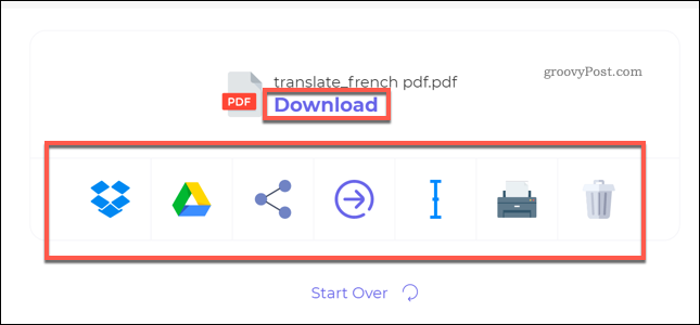 Descărcarea unui fișier PDF tradus utilizând DeftPDF