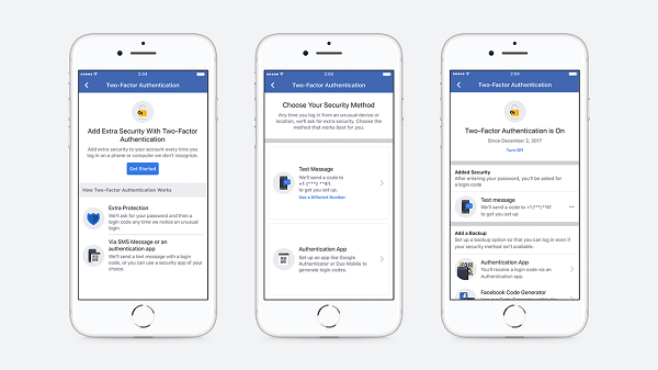 Facebook a eficientizat fluxul de configurare care le permite utilizatorilor să stabilească autorizarea cu doi factori și a eliminat necesitatea de a înregistra un număr de telefon pentru a securiza un cont.