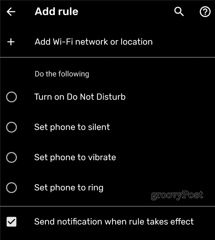 Reguli Android Adaugă regulă