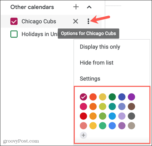 Schimbați culoarea calendarului