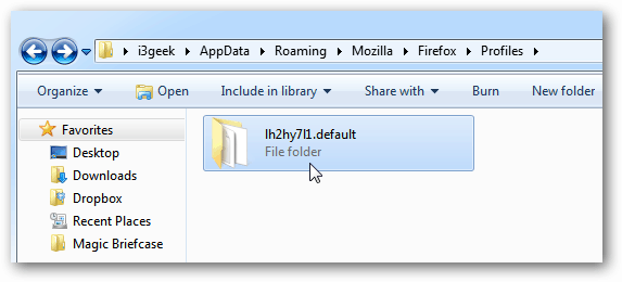 Folder de profil Mozilla
