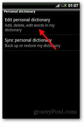 Adăugați dicționarul Android 5