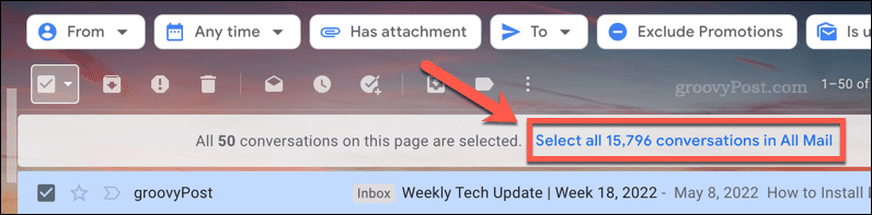 Selectarea tuturor e-mailurilor dintr-un folder din Gmail