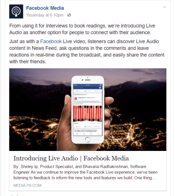 Facebook a introdus o nouă modalitate de a merge live pe Facebook cu Live Audio.