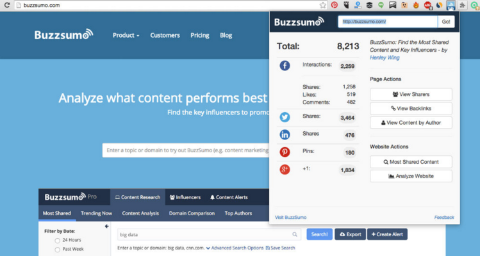 buzzsumo extensia google chrome pentru numărul de share-uri twitter