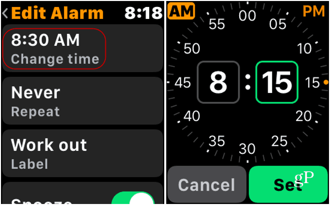Schimbați alarma pe Apple Watch