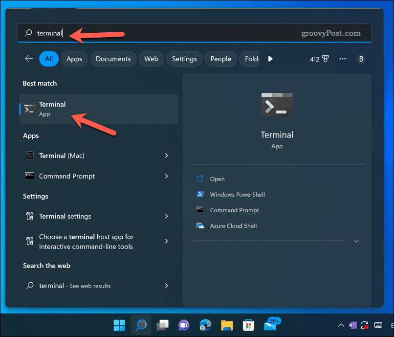 Deschideți aplicația terminal Windows 11