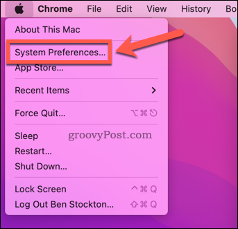 Deschideți Preferințe de sistem pe un Mac