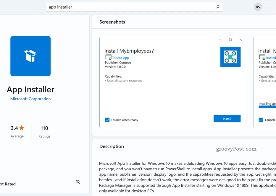 Instalator de aplicații în Microsoft Store