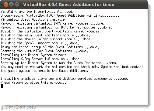 executați adăugări de invitați virtualbox în linux