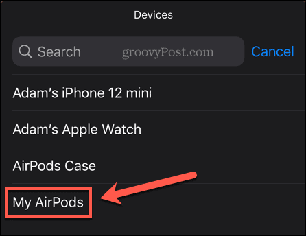 iphone selectează widgetul bateriei airpods