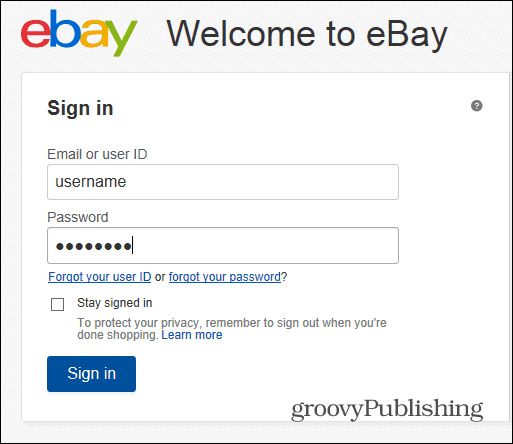eBay schimba parola de autentificare