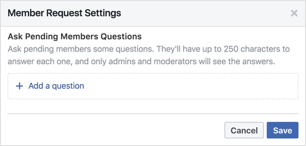 Puteți pune 3 întrebări membrilor grupului Facebook în așteptare.