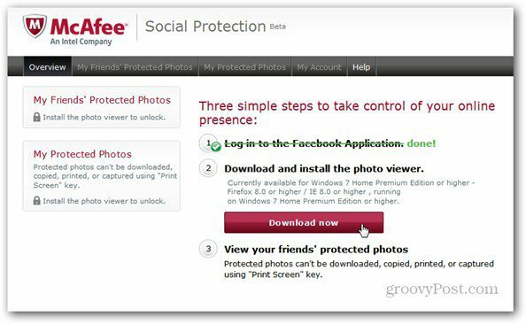 mcaffee protecție socială instalează vizualizator de fotografii