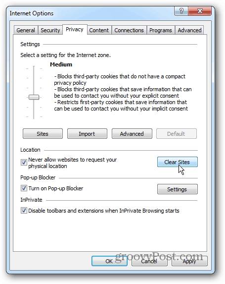 Confidențialitate Windows 7 IE 10